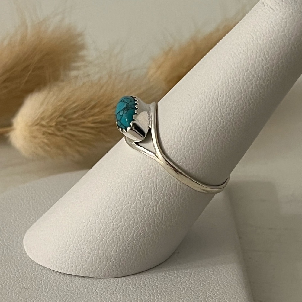 925 Solid Sterling Silver Eye Shaped Turquoise Ge… - image 3